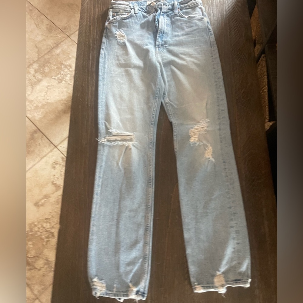 MOTHER Light Blue Distressed Jeans